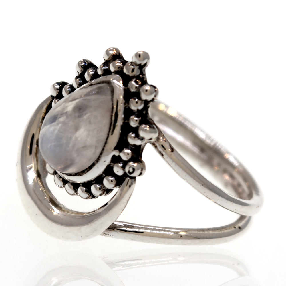 
                  
                    Browse our online store for the Super Silver Online Only Exclusive Teardrop Moonstone Ring featuring a stunning crescent moon design.
                  
                