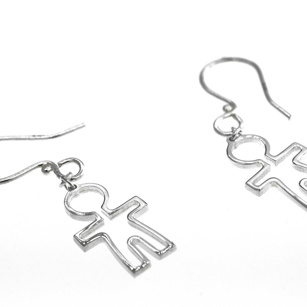 
                  
                    Adorable Little Man Shaped Earrings by Super Silver with little people designs.
                  
                