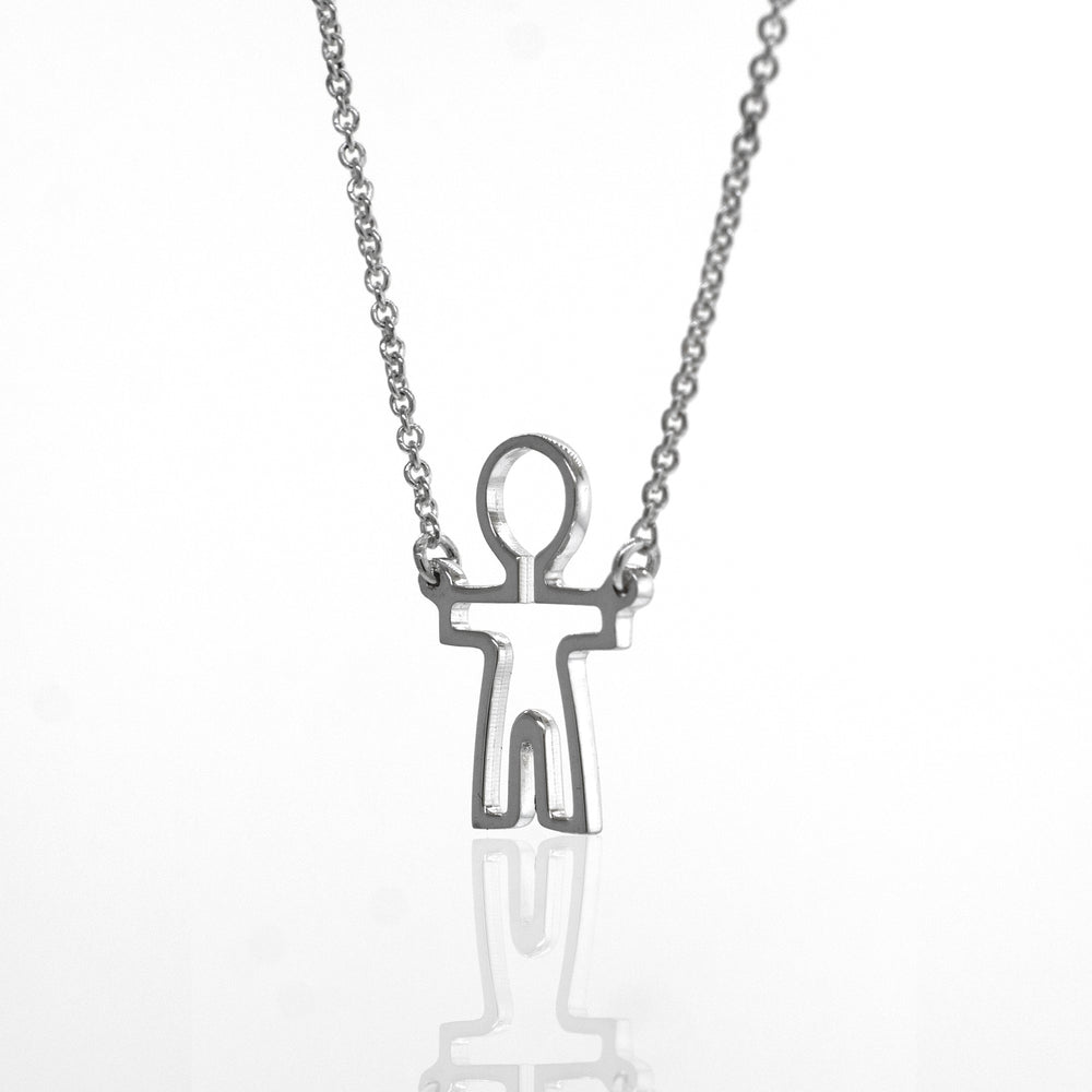 
                  
                    A Little Man Necklace from Super Silver, with a small figure representing humanity.
                  
                