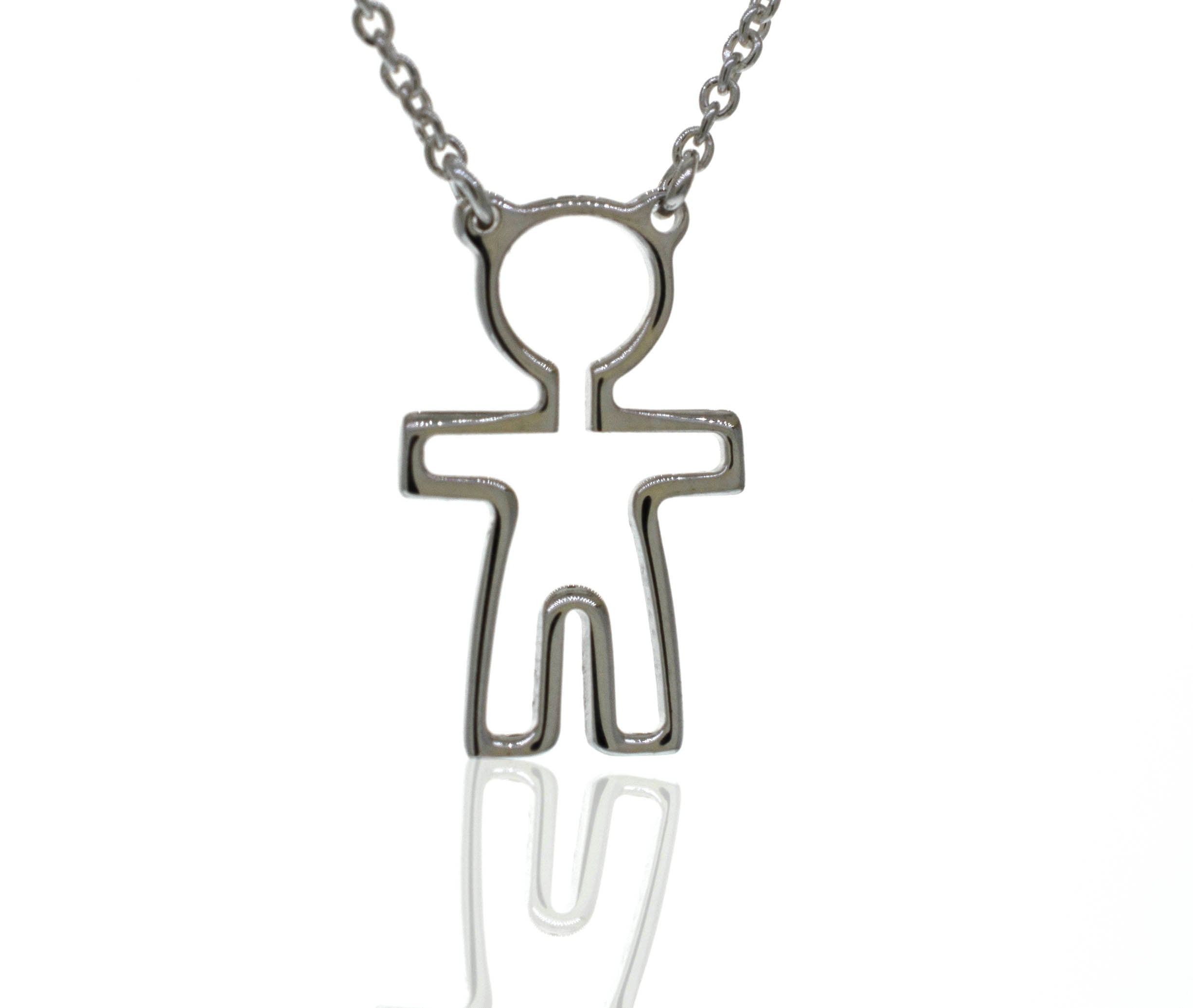 A Little Woman Necklace featuring a Super Silver man pendant, symbolizing humanity and love.