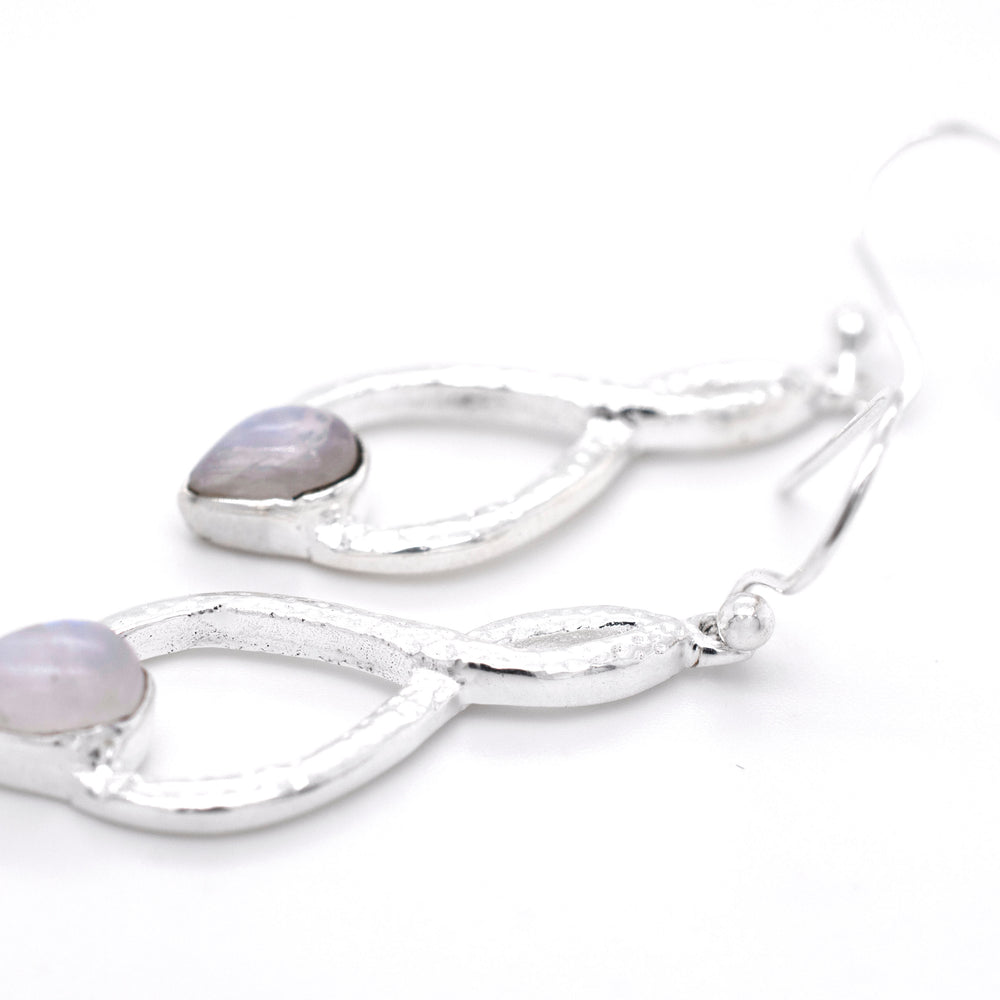 Glamorous Chic Moonstone Teardrop Earrings with a moonstone by Super Silver.