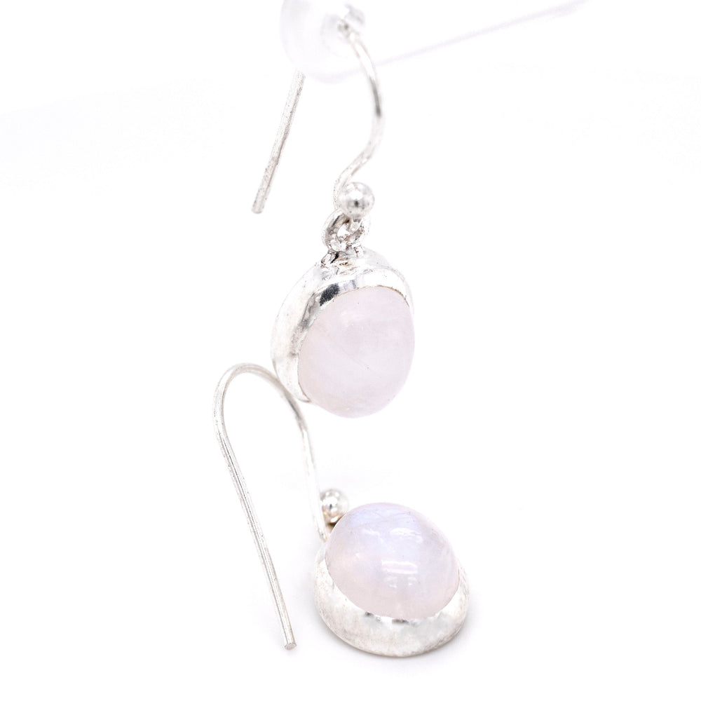 A pair of Simple Oval Moonstone Earrings from Super Silver with a stunning moonstone.