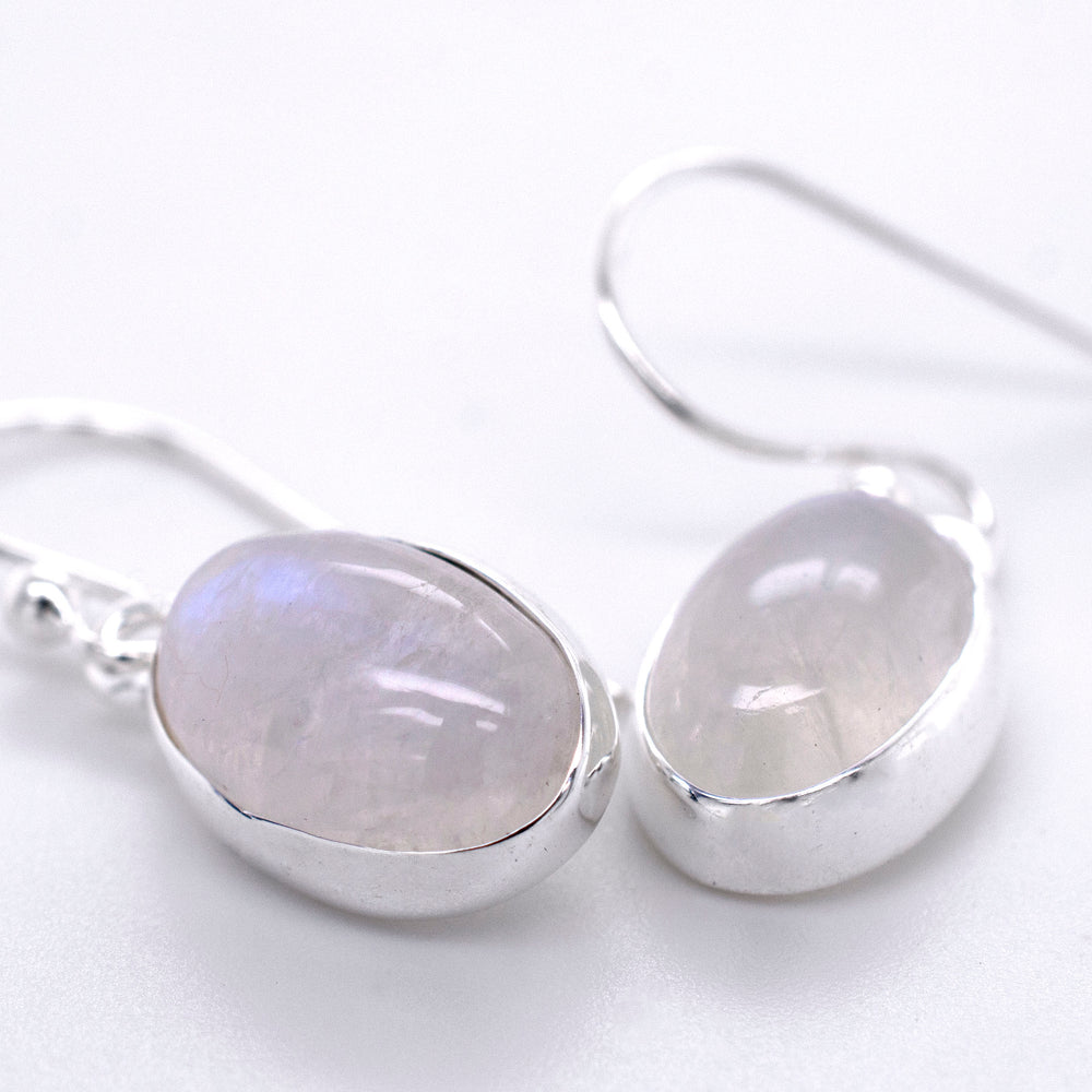 
                  
                    A pair of Super Silver Simple Oval Moonstone Earrings.
                  
                