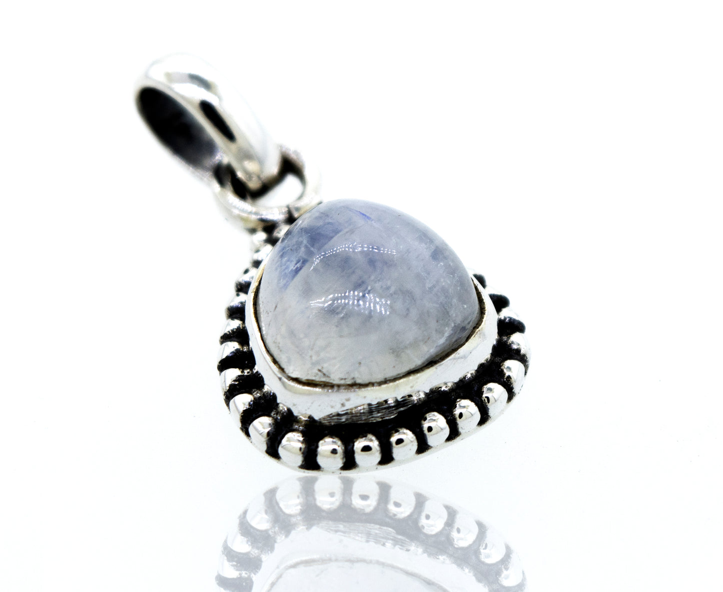 
                  
                    A Super Silver Beautiful Triangular Shape Moonstone Pendant With Beads Design.
                  
                