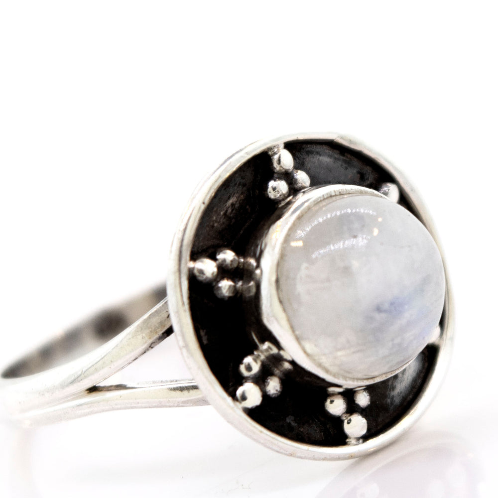
                  
                    A Super Silver Moonstone Ring With Unique Oxidized Silver Design.
                  
                