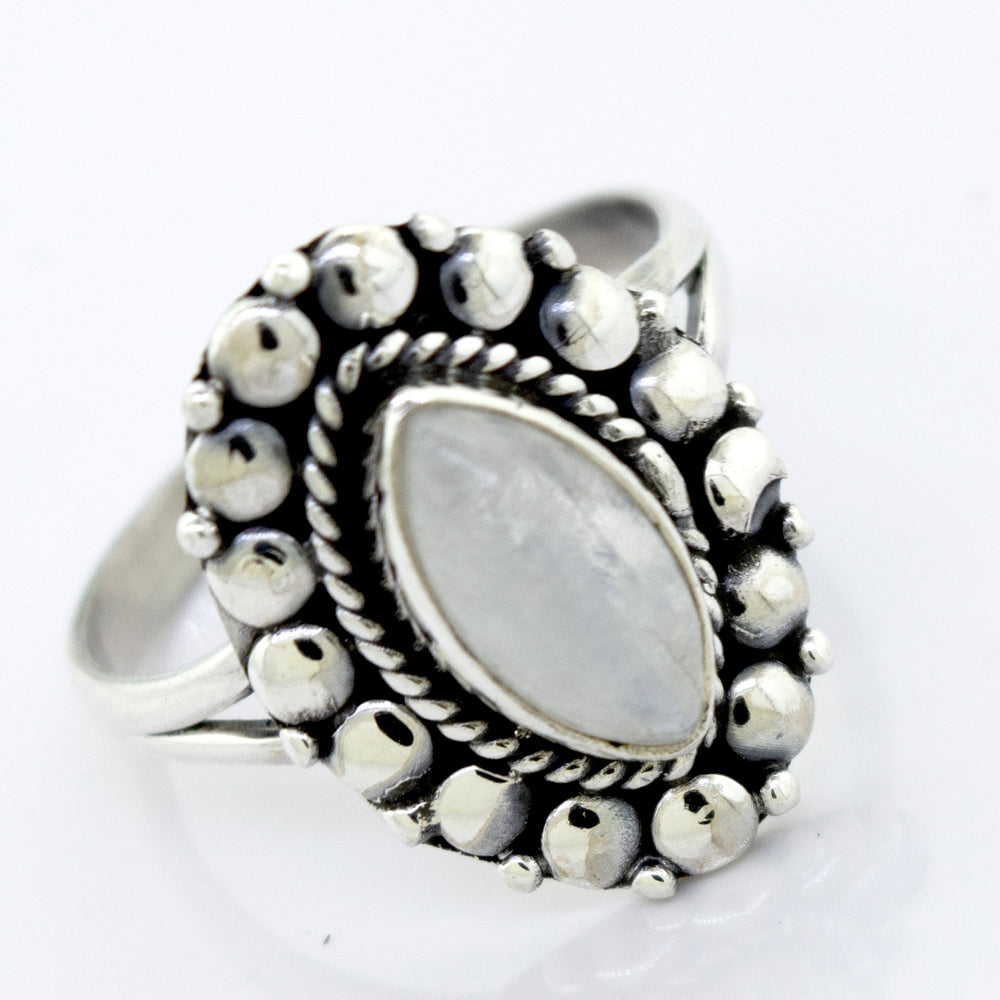 
                  
                    A Super Silver Marquise Shaped Vibrant Moonstone Ring.
                  
                