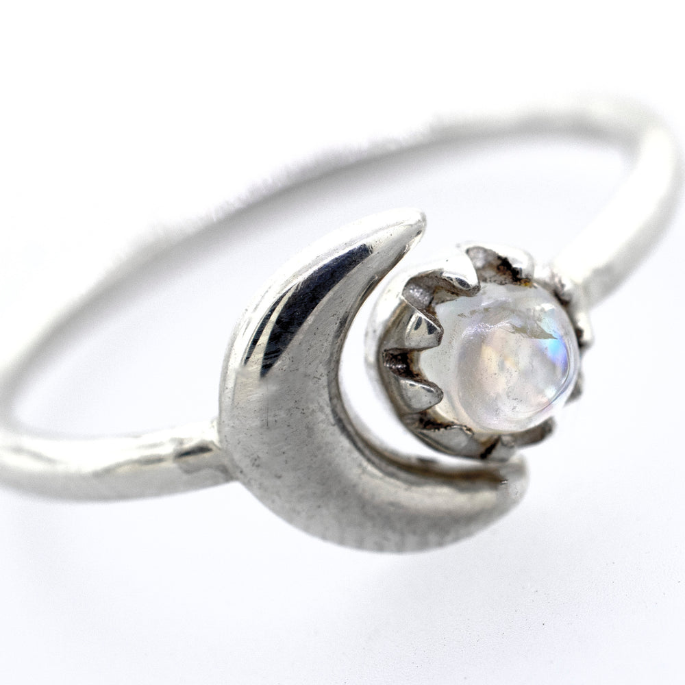
                  
                    A Super Silver sterling silver ring with a crescent moon design and an Online Only Exclusive Moonstone stone.
                  
                