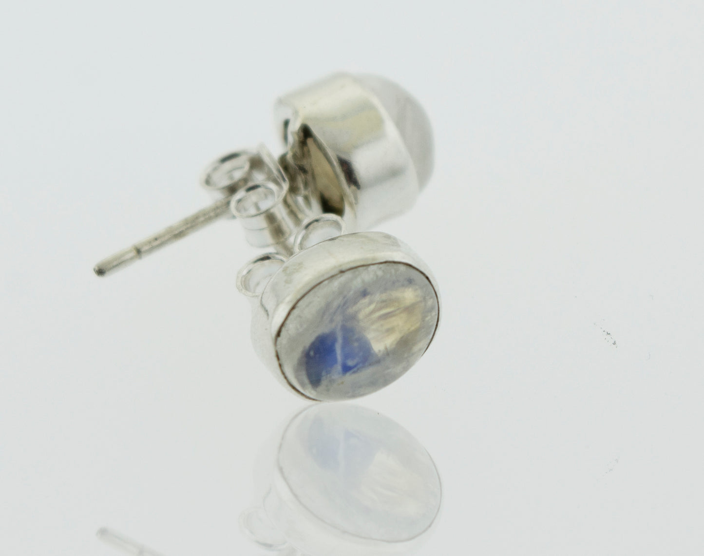 These Simple Oval Moonstone Studs from Super Silver with a blue stone are perfect for any occasion and will surely make you shine.