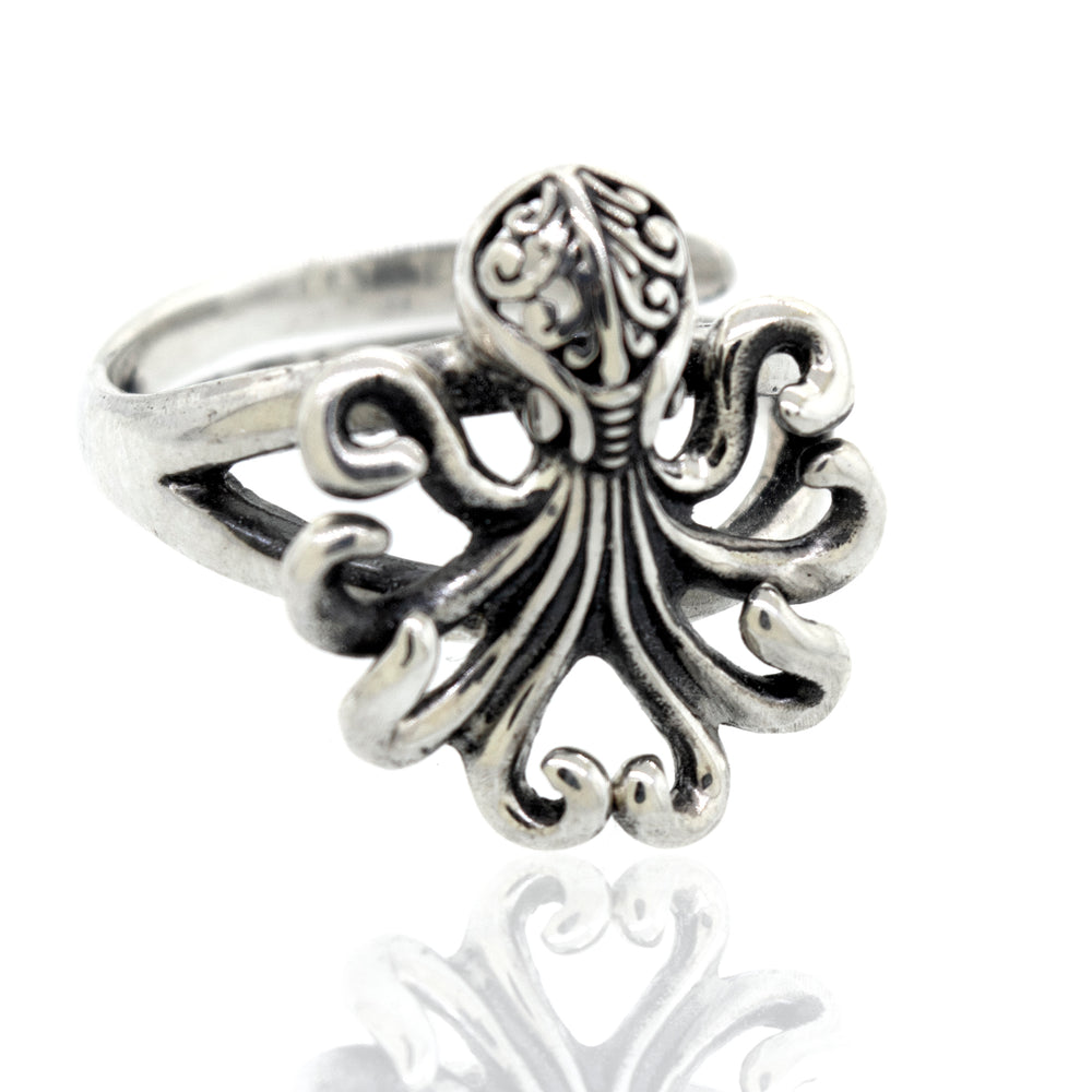 
                  
                    A Brilliant Octopus ring by Super Silver in sterling silver.
                  
                