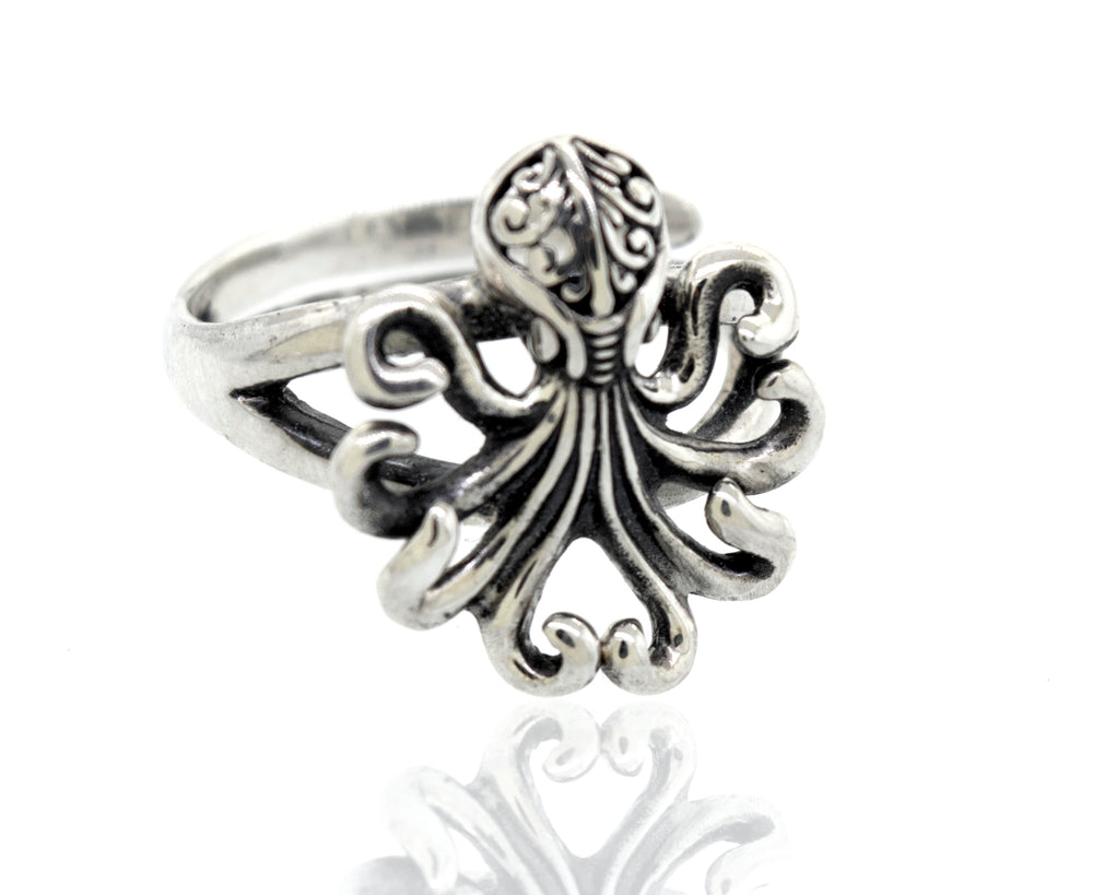 A Brilliant Octopus ring by Super Silver in sterling silver.