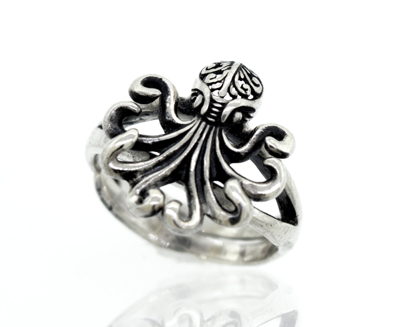 
                  
                    A Brilliant Octopus Ring in sterling silver by Super Silver.
                  
                