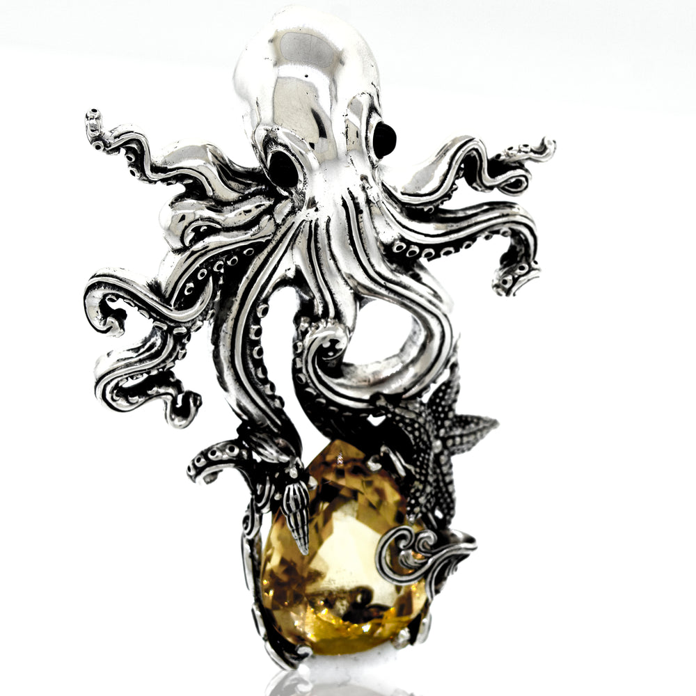 
                  
                    A Super Silver Designer Handmade Octopus Pendant With Vibrant Citrine Crystal.
                  
                