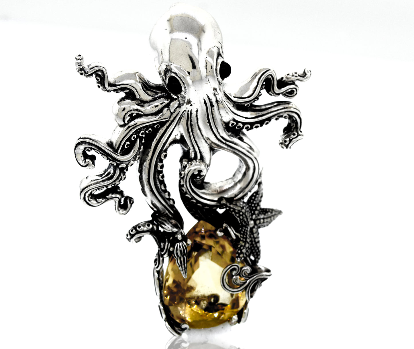 
                  
                    A Super Silver Designer Handmade Octopus Pendant With Vibrant Citrine Crystal.
                  
                