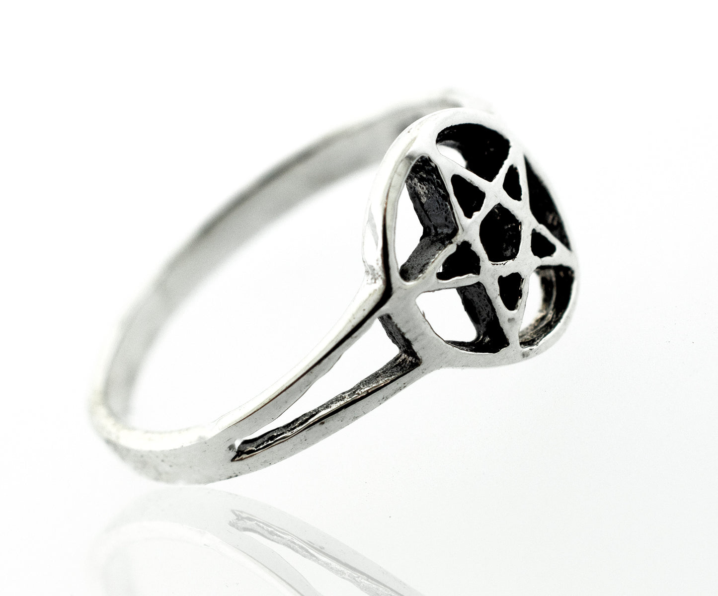 
                  
                    A gothic Silver Pentagram ring, perfect for men.
                  
                