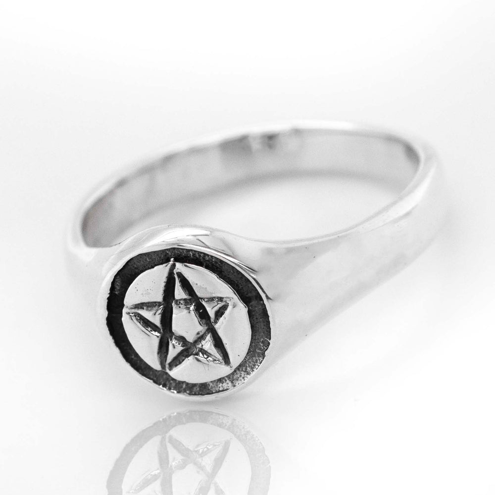 A sterling silver Pentagram Ring.