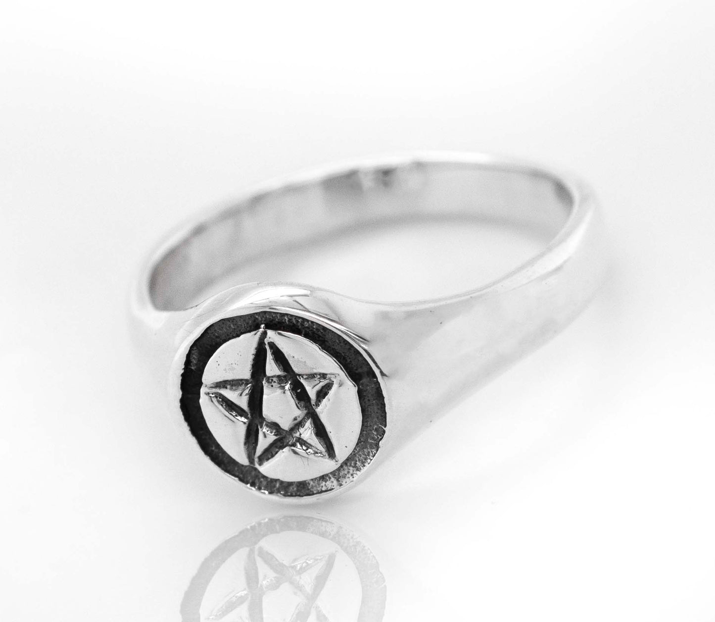A sterling silver Pentagram Ring.