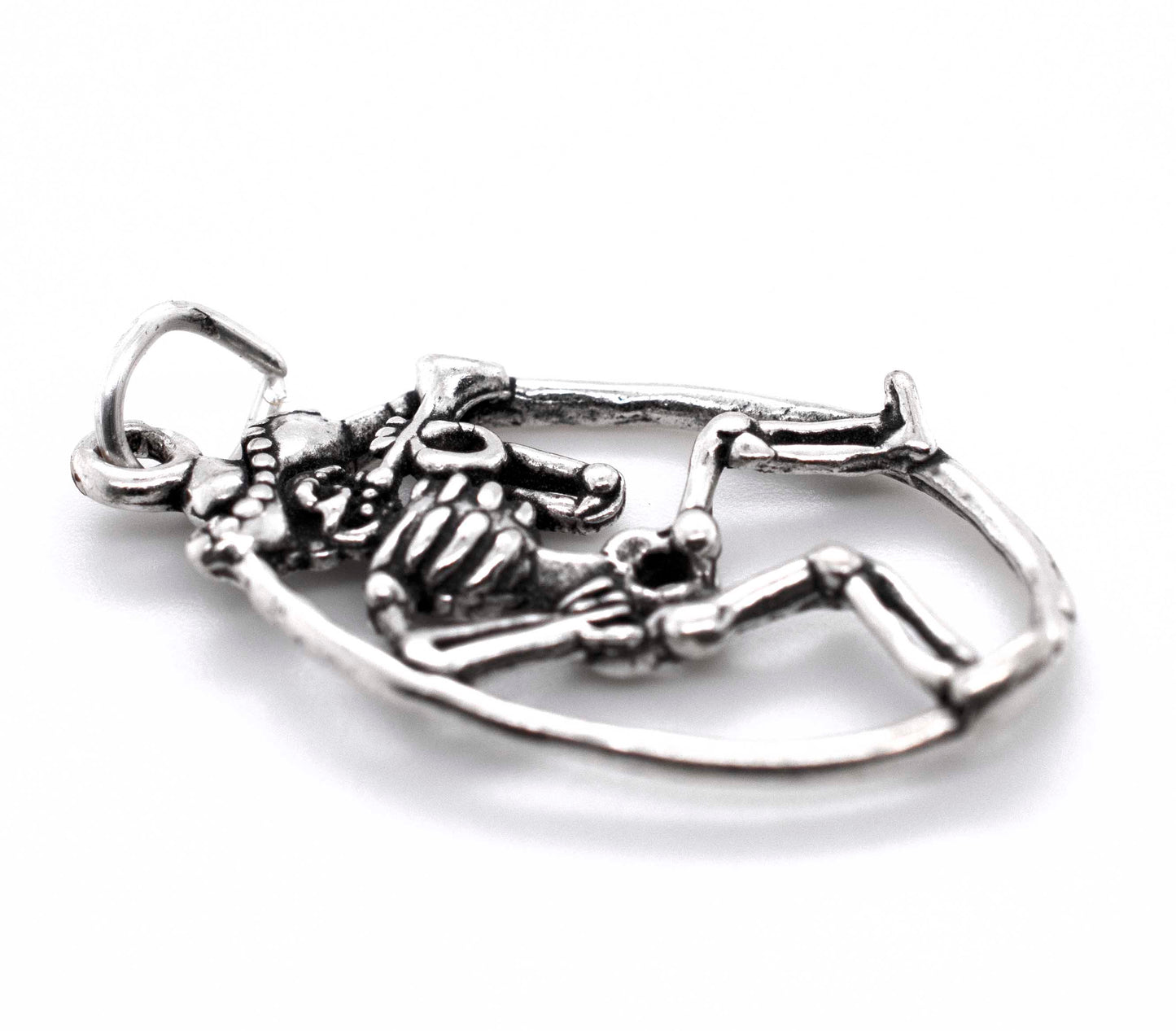 
                  
                    A Mariachi Skeleton with Horn pendant from Super Silver, on a white background, perfect for a Día De Los Muertos or charm bracelet accessory.
                  
                