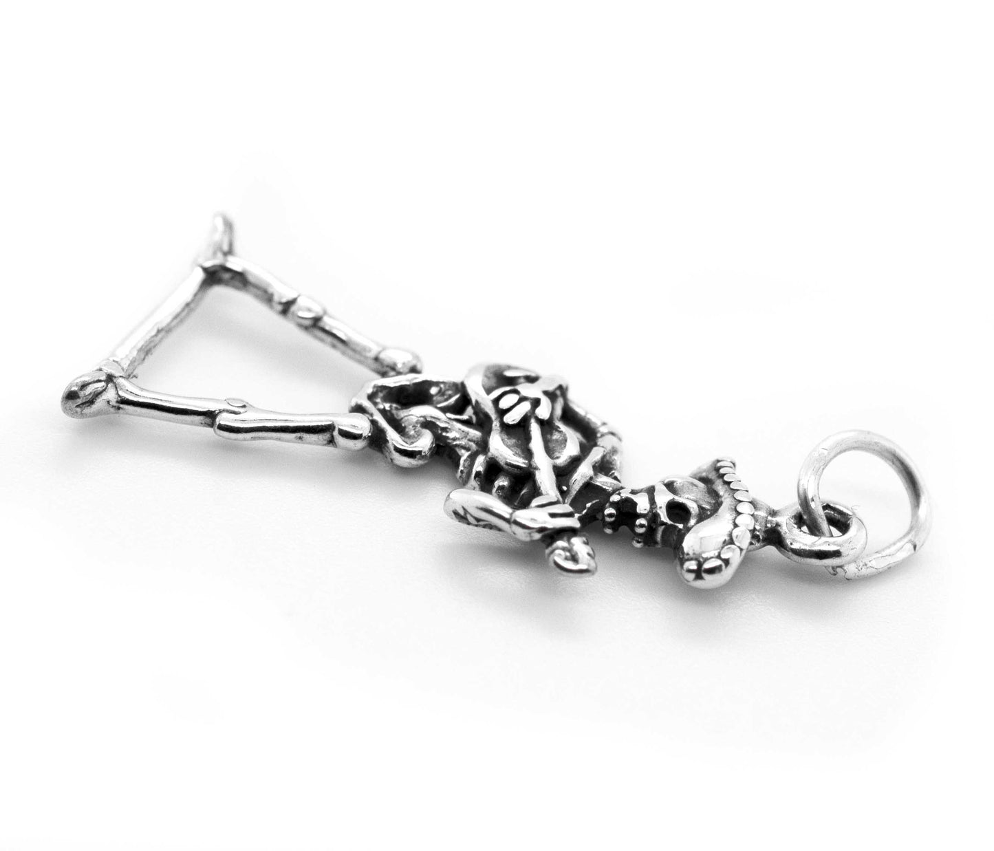 A Super Silver Mariachi Skeleton with Guitar Charm, perfect for fans of Day of the Dead or Día De Los Muertos.