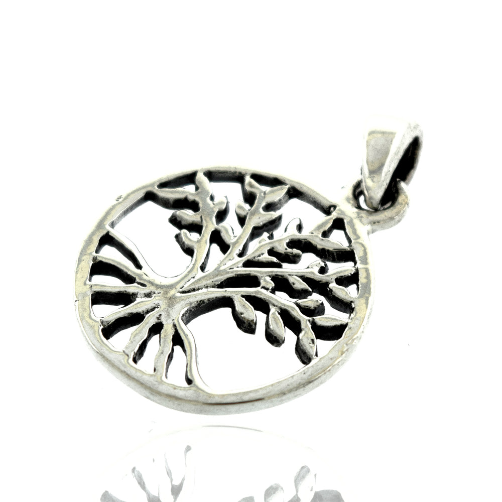 
                  
                    A Super Silver Tree Of Life Pendant shining on a white background.
                  
                
