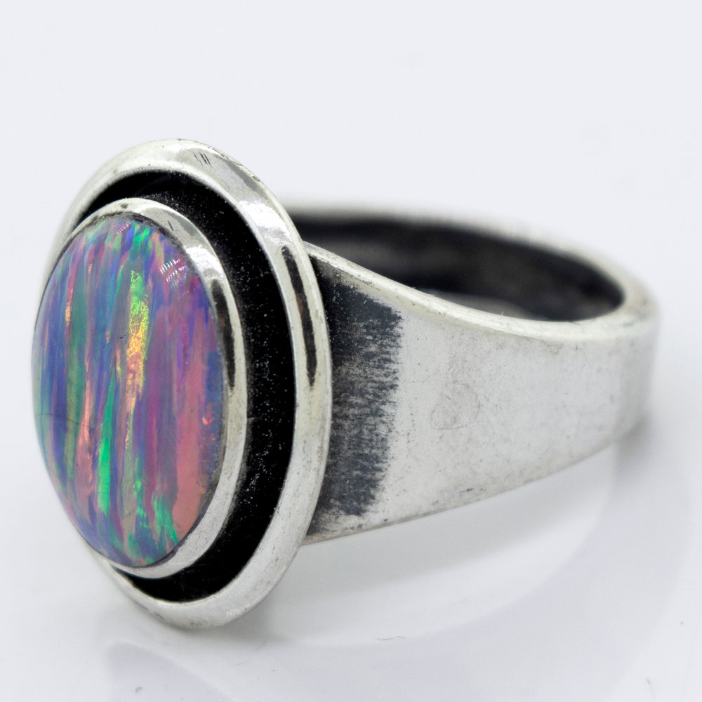 
                  
                    A minimalist Radiant Opal Signet Ring.
                  
                