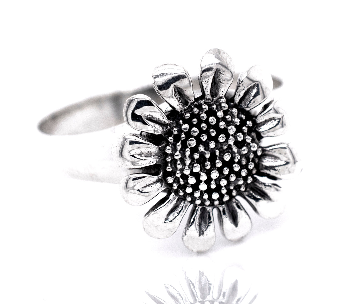 A boho-inspired Bright Sunflower Ring on a white background.