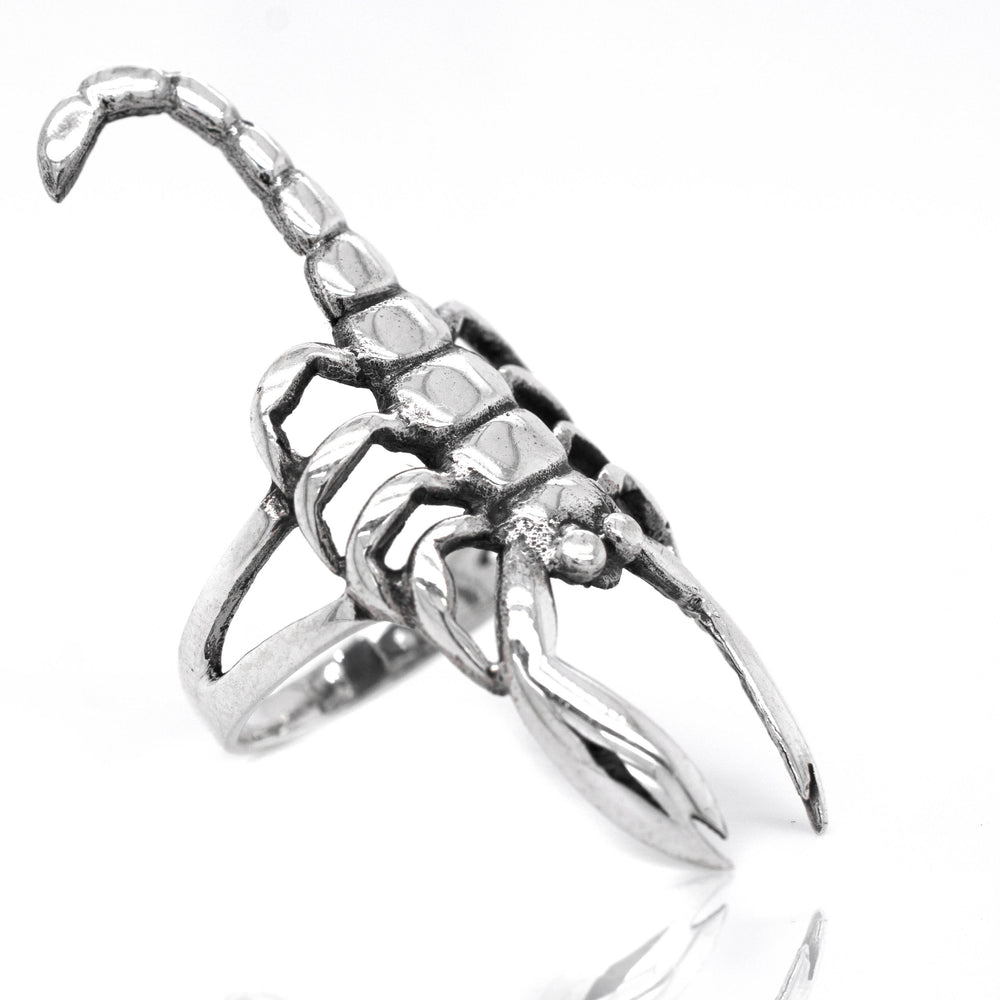 
                  
                    A Striking Scorpion Ring by Super Silver on a white background.
                  
                