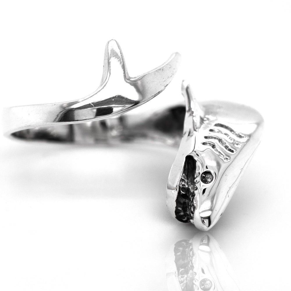 Description: A stunning Adjustable Shark Ring made from .925Silver, perfect for ocean lovers, by Super Silver.