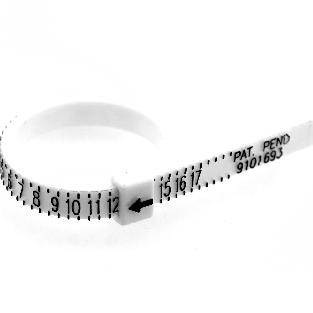
                  
                    A white Super Silver Ring Sizer on a white background, perfect for guessing measurements or determining ring size.
                  
                