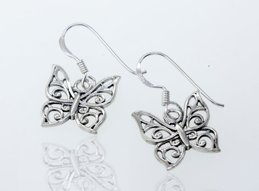 Butterfly Earrings With Vine Design