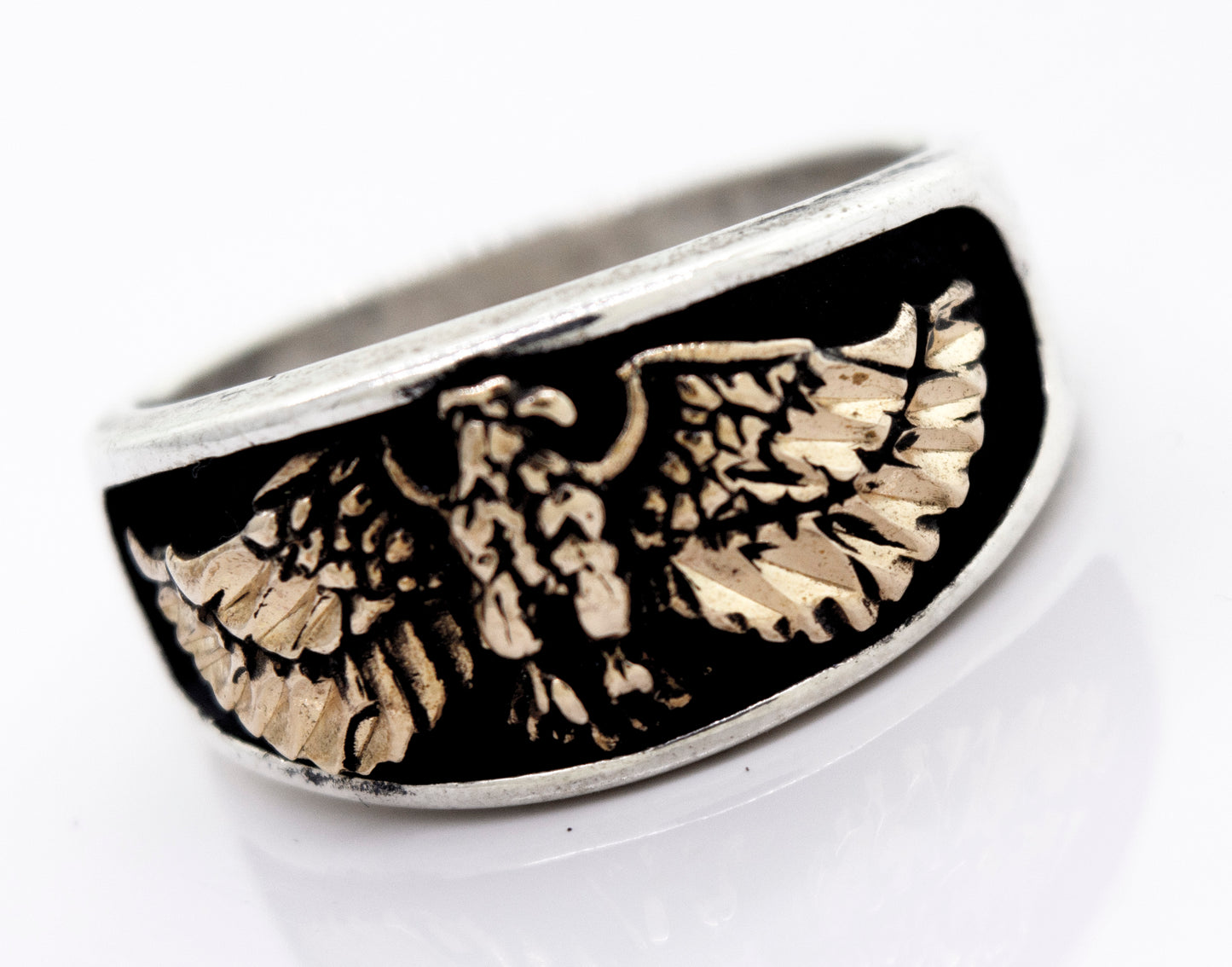 
                  
                    A Super Silver American Made Heavy Eagle Ring With Bronze.
                  
                