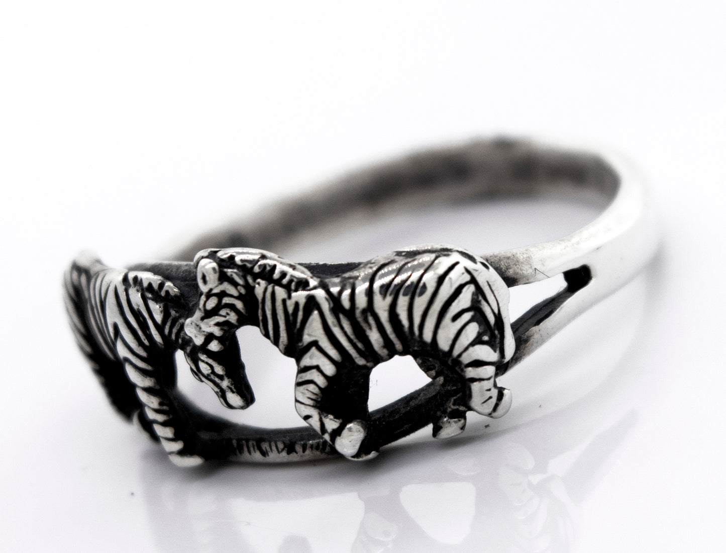 
                  
                    Handcrafted Super Silver American Made Zebra Ring.
                  
                