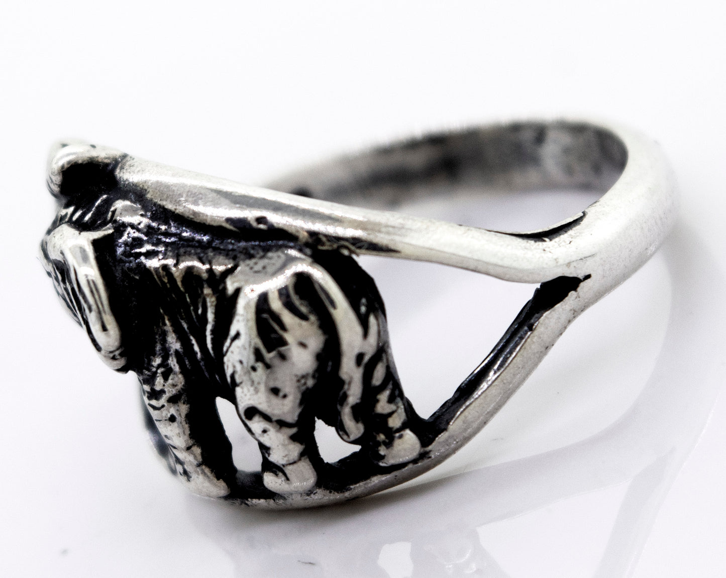 A handcrafted Super Silver American Made Elephant Ring with an enchanting elephant design.