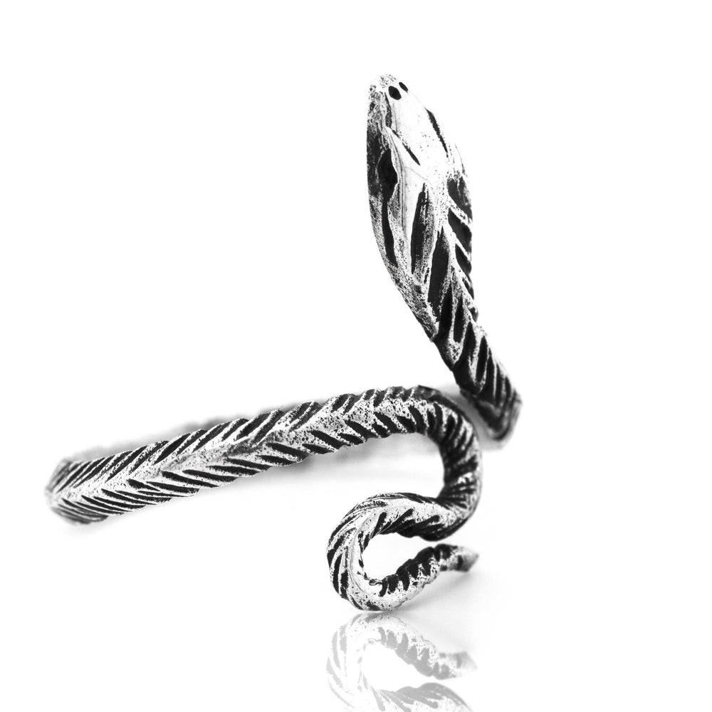 An adjustable Slender Adjustable Snake Ring by Super Silver on a white background.
