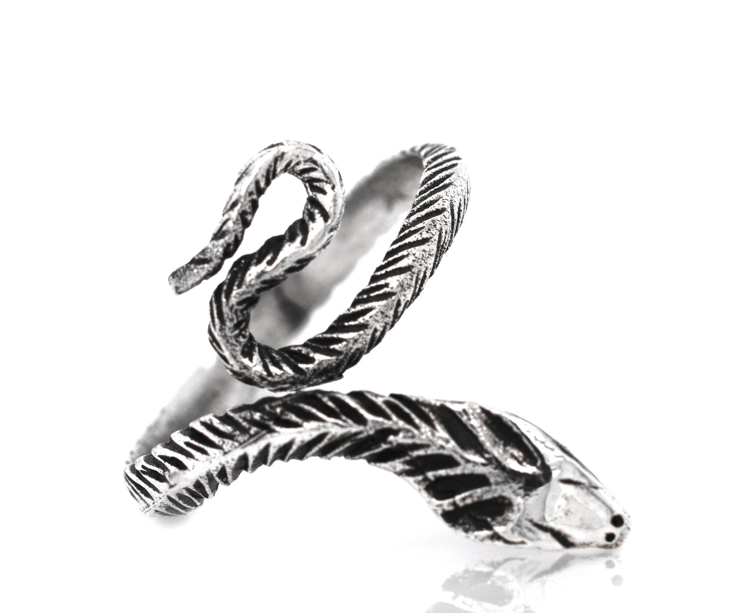 
                  
                    A Super Silver Slender Adjustable Snake Ring on a white background.
                  
                