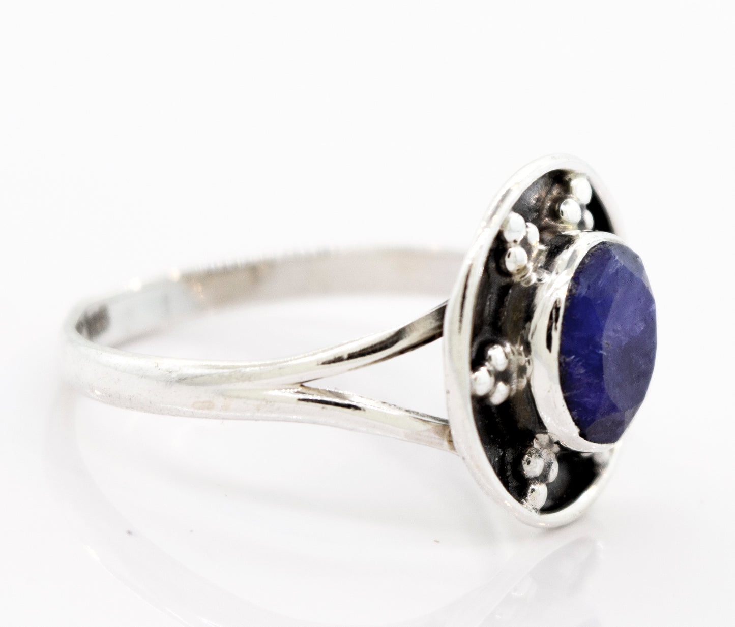 
                  
                    A Super Silver Sapphire Ring With Unique Oxidized Silver Design.
                  
                