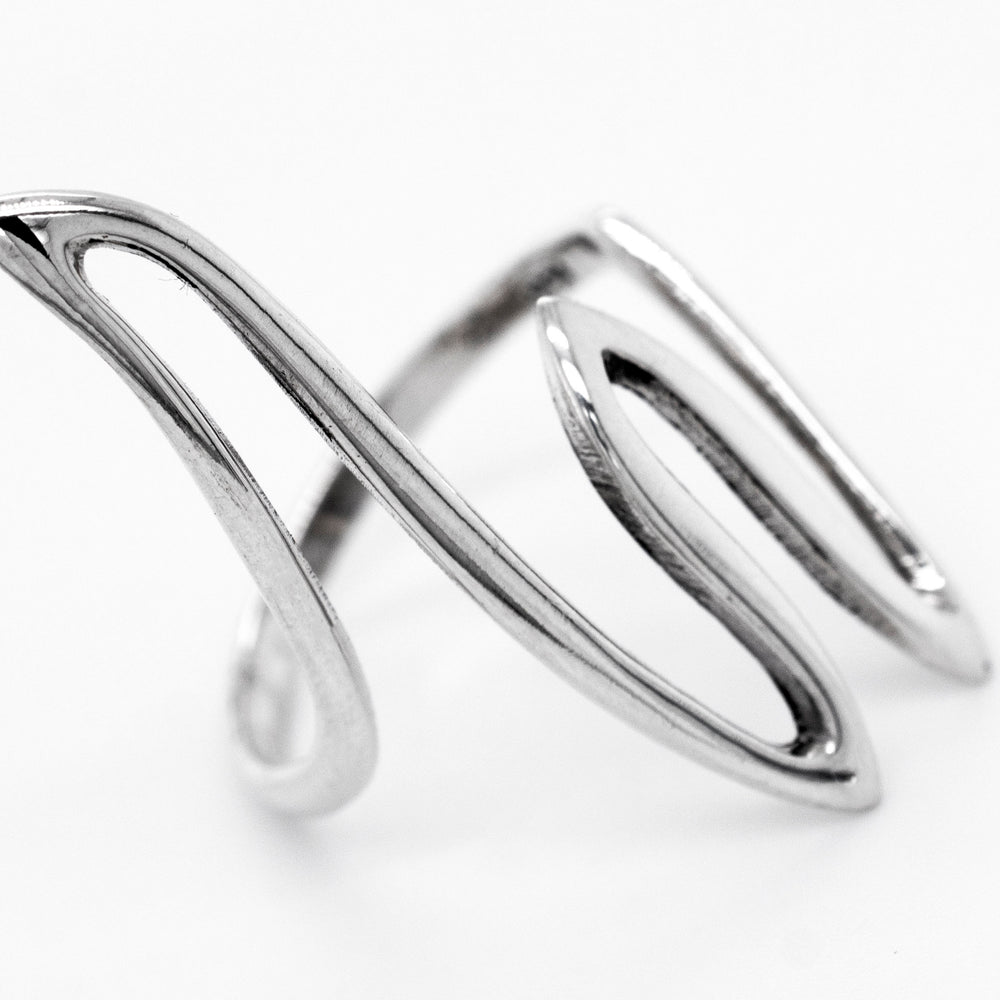 A simple Large Squiggle Pattern Ring with a squiggle pattern, perfect for stacking or fitting the shape of any finger, from Super Silver.