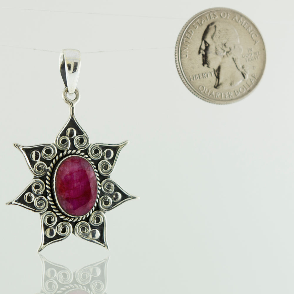 A gorgeous Super Silver ruby pendant with a stunning ruby stone.