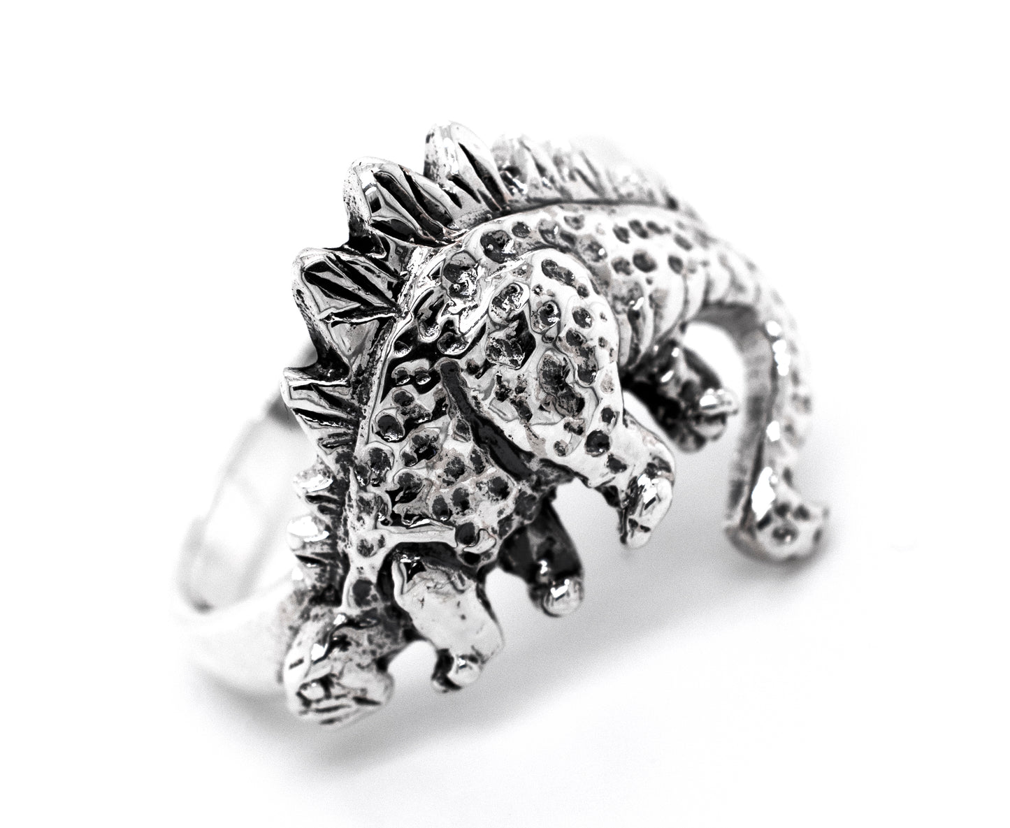 A Super Silver Stegosaurus Ring.