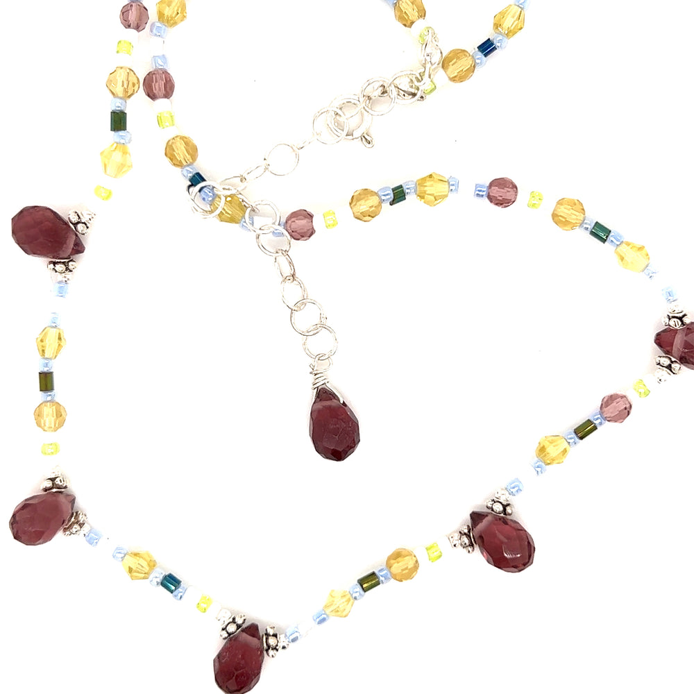 A Beaded Multicolor Necklace made of .925 sterling silver by Super Silver.