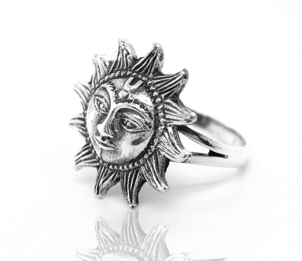 Sterling Silver Small Sun Ring Sun Face Ring Silver Sun 