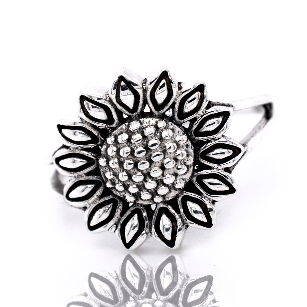 A boho-inspired Sunflower Ring adorned with a delicate flower design encapsulating the beauty of nature.