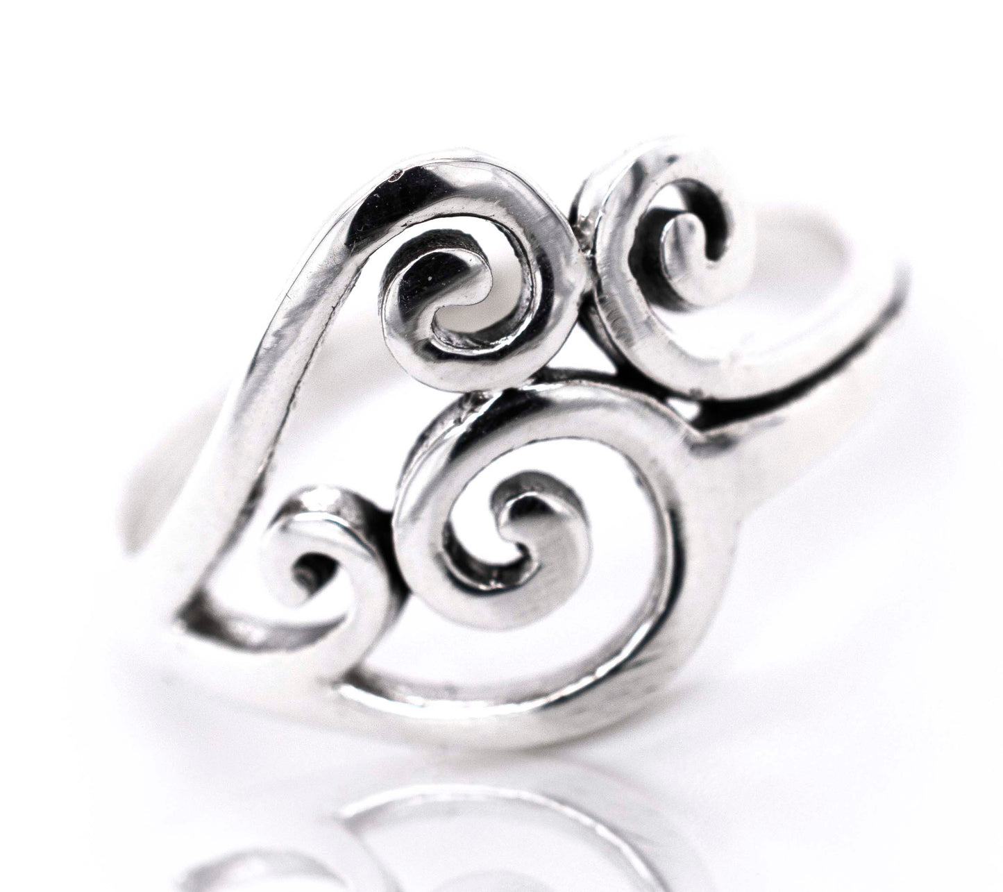 A Simple Swirl Design Ring with a spiral design, perfect for everyday wear, from Super Silver.