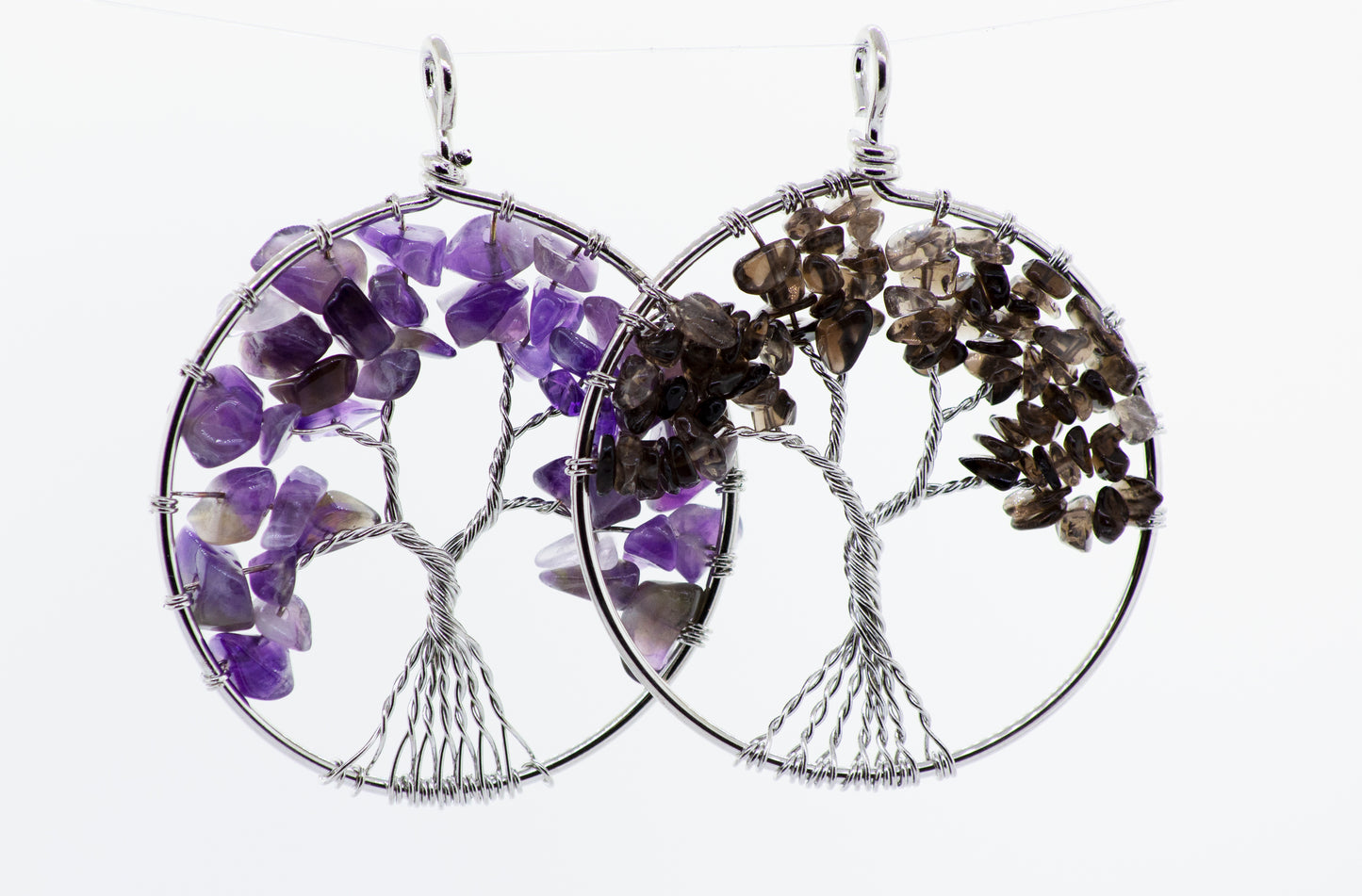 Amethyst Super Silver wire wrapped Tree of Life earrings.