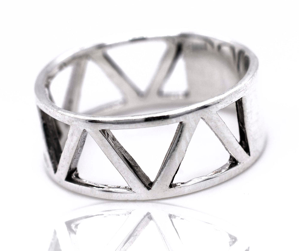 
                  
                    Wide Band With Cutout Triangle Design
                  
                