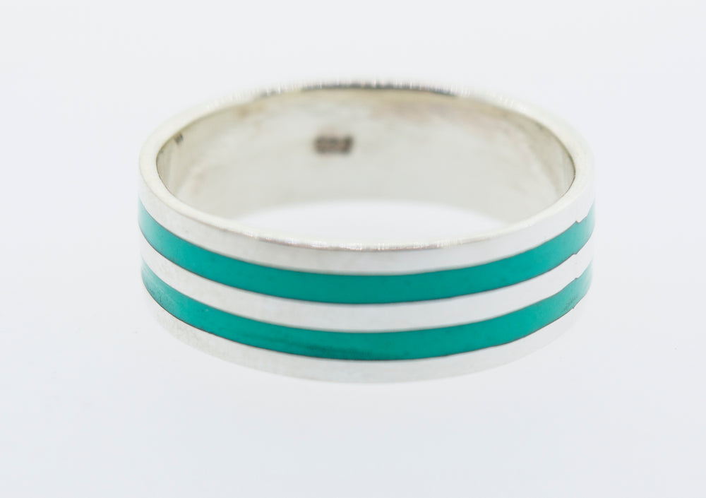 
                  
                    Double Stripe Turquoise Band
                  
                