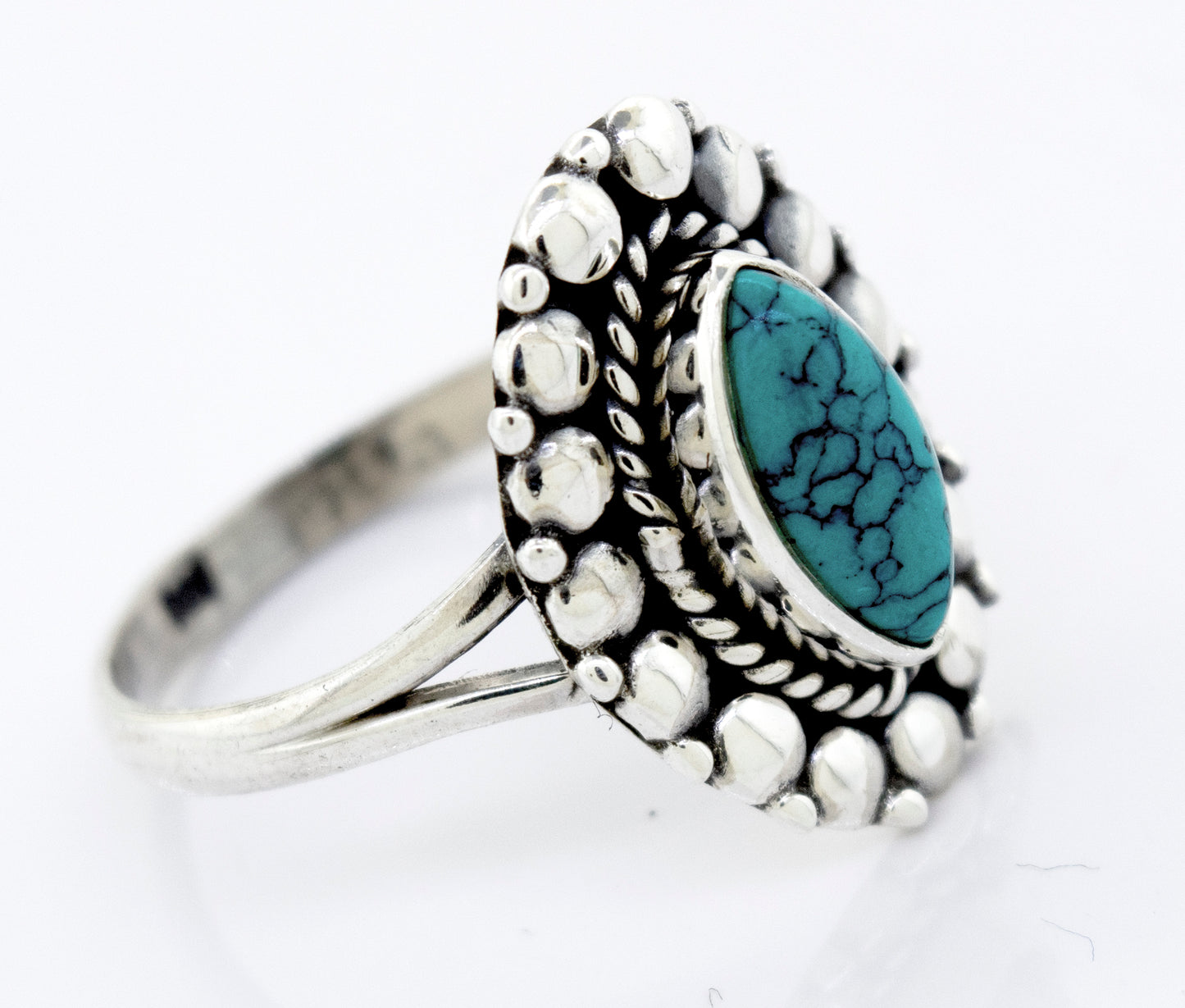 
                  
                    A Super Silver Marquise Shaped Vibrant Turquoise Stone Ring.
                  
                