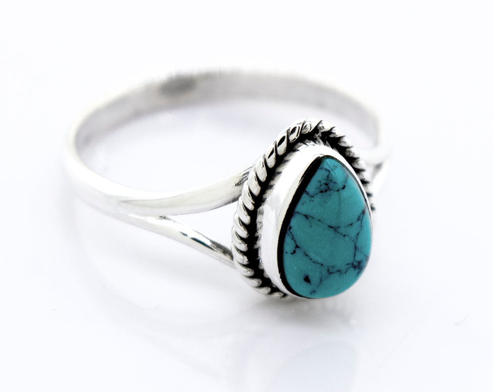Vibrant Teardrop Shape Turquoise Ring