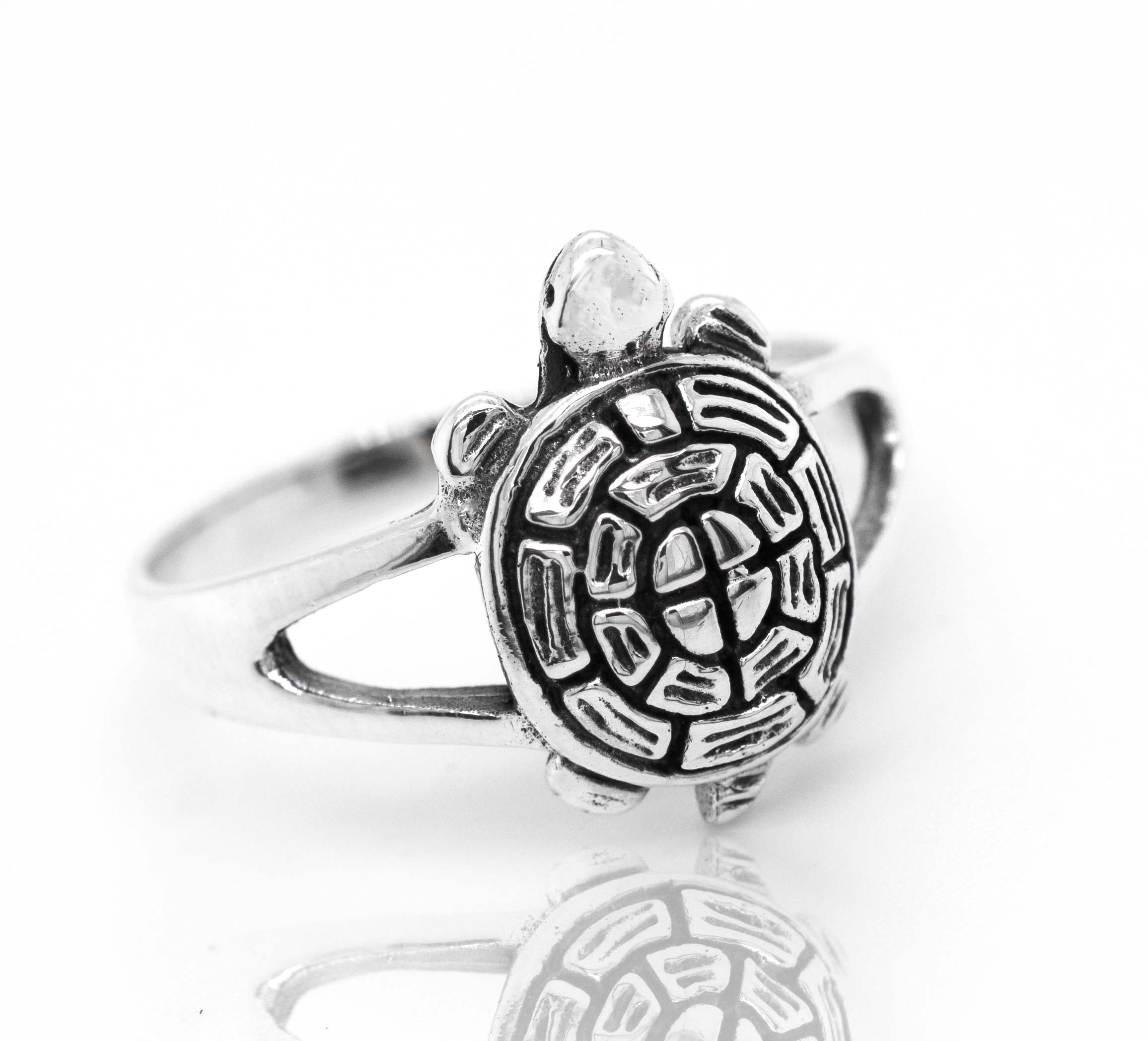 Sterling Silver Hatching Turtle Ring - Stone Treasures by the Lake