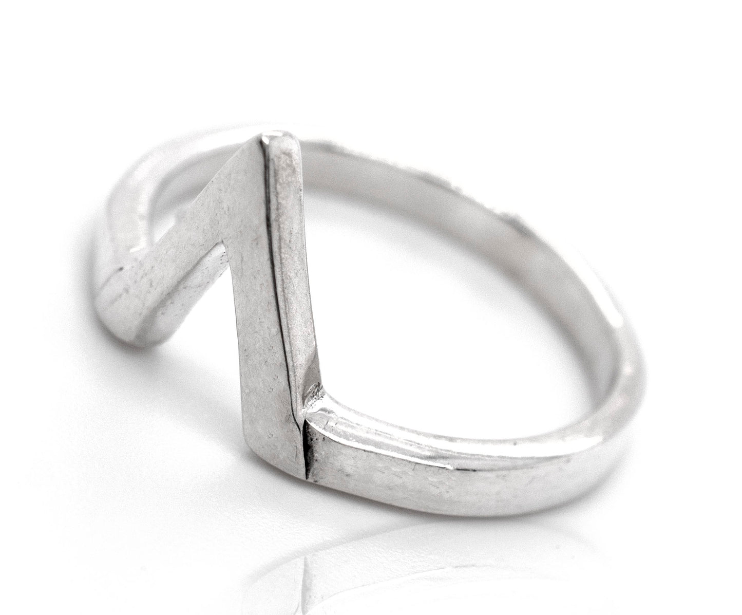 A sterling silver ring with a Simple "V" Shape Ring design.