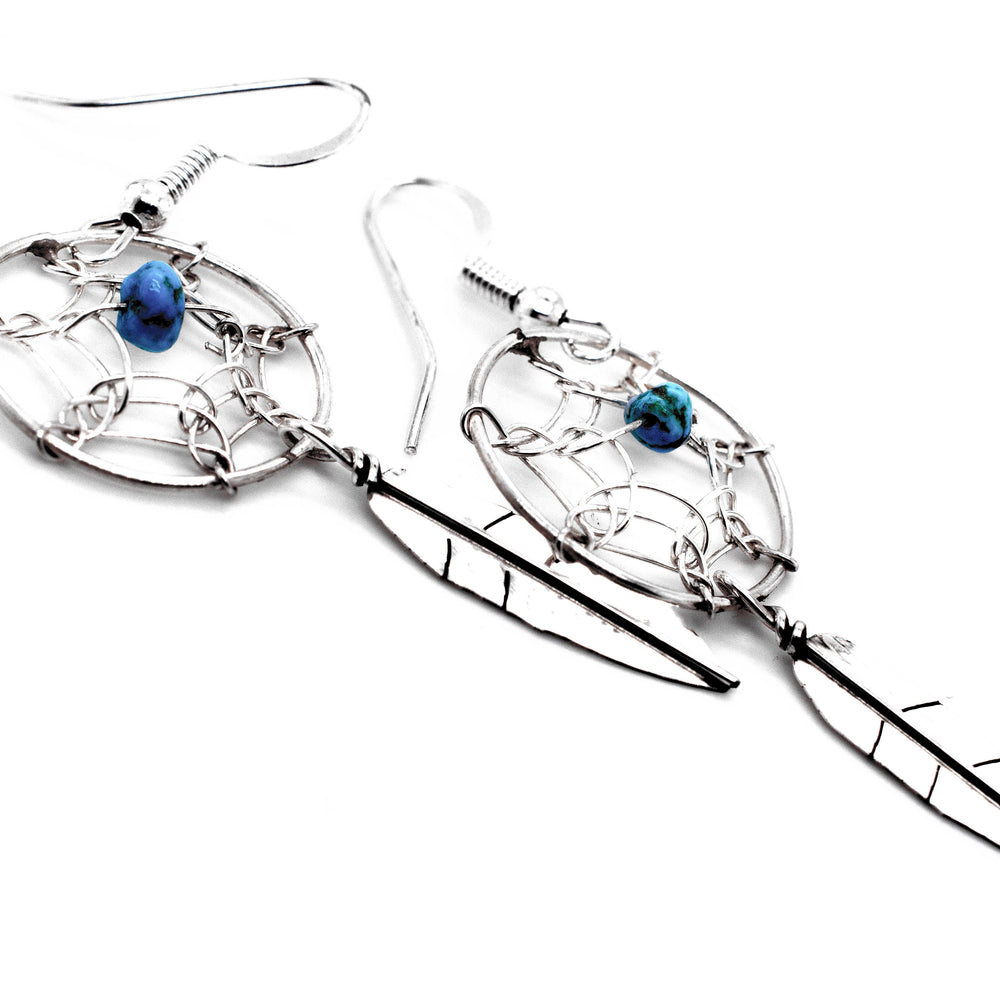 
                  
                    Super Silver Zuni Dreamcatcher Earrings with Natural Stone Bead.
                  
                